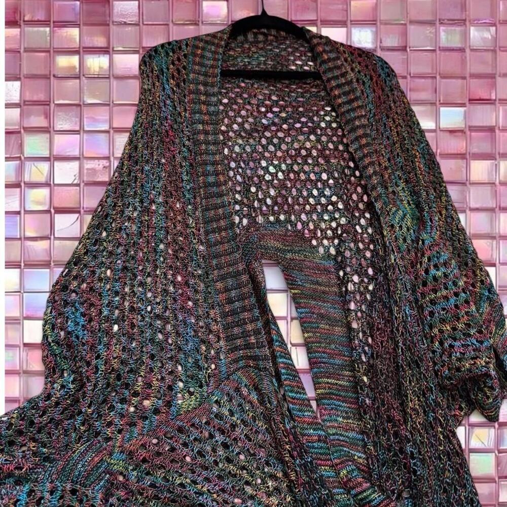 Multicolored knit cardigan openwork